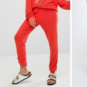 Wildfox Vintage Varsity Sweatpant / Jogger Pants in True Apple Red